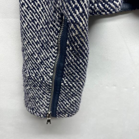 Gap Crop Moto Heavy Wool Twill Women's Jacket Navy & White Size XL - Picture 8 of 13